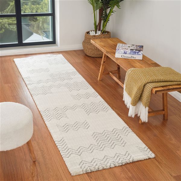 Rug Branch Casa 4 x 6-ft Beige Cream Modern Abstract Zigzag Pattern Indoor Runner Rug