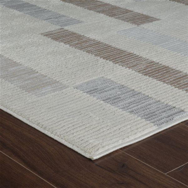 Tapis décoratif d'intérieur Nomad de Rug Branch 5 x 7 pi brun beige contemporain abstrait à motif de rayures