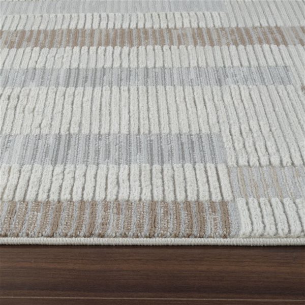 Tapis décoratif d'intérieur Nomad de Rug Branch 5 x 7 pi brun beige contemporain abstrait à motif de rayures