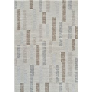 Tapis décoratif d'intérieur Nomad de Rug Branch 5 x 7 pi brun beige contemporain abstrait à motif de rayures