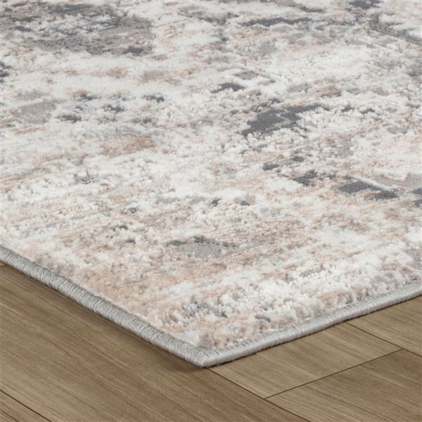 Tapis décoratif d'intérieur Atlas de Rug Branch 8 x 10 pi gris beige moderne à motif géométrique