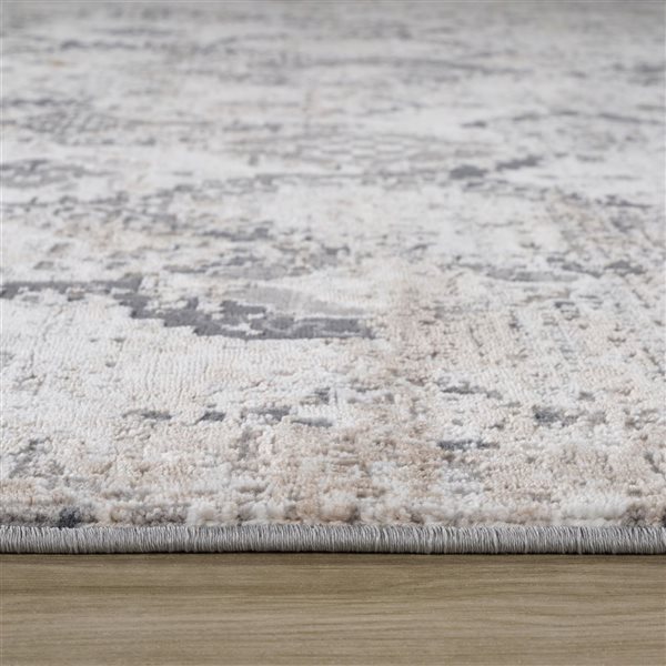 Tapis décoratif d'intérieur Atlas de Rug Branch 8 x 10 pi gris beige moderne à motif géométrique