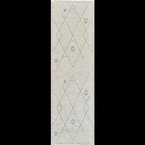 Tapis de couloir d'intérieur Casa de Rug Branch 2 x 8 pi crème beige contemporain abstrait à motif tribal