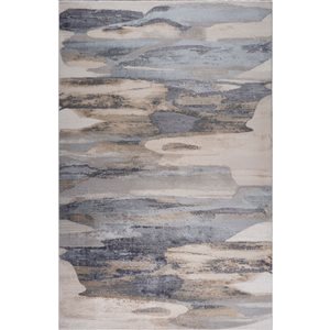 Tapis décoratif d'intérieur Atlas de Rug Branch 5 x 7 pi beige bleu moderne à motif moiré