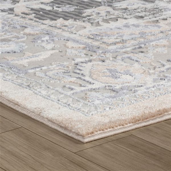 Tapis décoratif d'intérieur Atlas de Rug Branch 6 x 9 pi beige gris de style moderne rétro