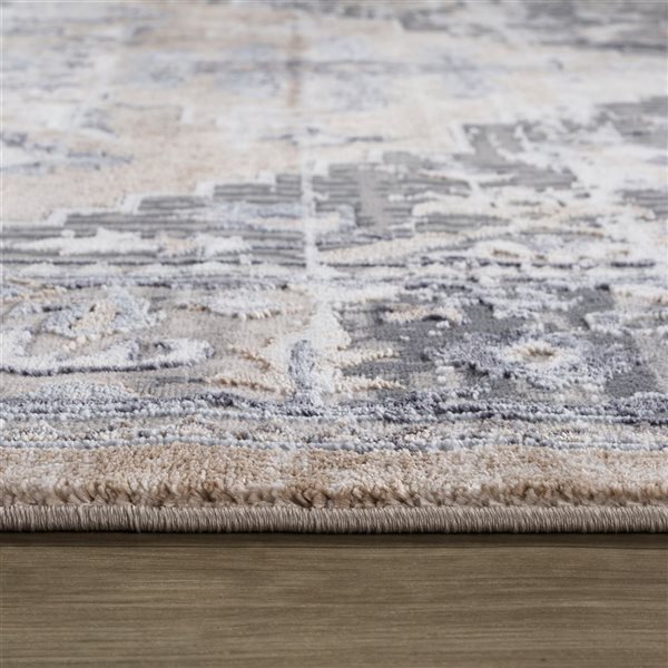 Tapis décoratif d'intérieur Atlas de Rug Branch 6 x 9 pi beige gris de style moderne rétro