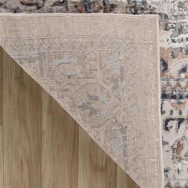 Tapis décoratif d'intérieur Atlas de Rug Branch 6 x 9 pi beige gris de style moderne rétro