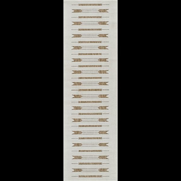 Tapis de couloir int./ext. Maise de Rug Branch 2 x 8 pi brun beige moderne à motif abstrait