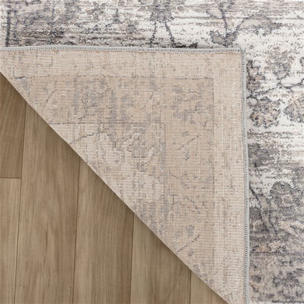 Tapis décoratif d'intérieur Atlas de Rug Branch 4 x 6 pi gris beige moderne classique à motif floral