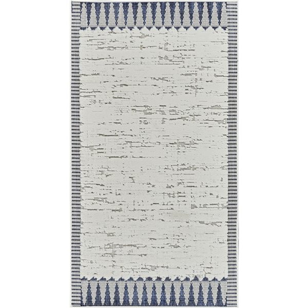 Rug Branch Maise 3 x 5-ft Cream Blue Vintage Abstract Indoor/Outdoor Door Mat