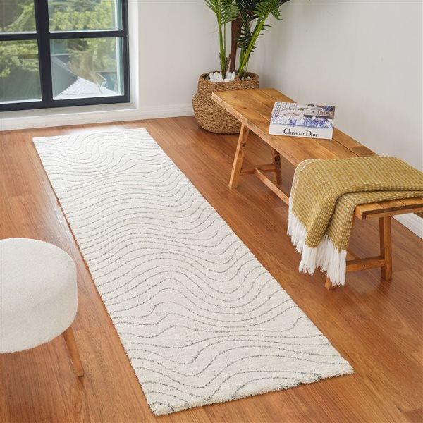 Rug Branch Casa 2 x 8-ft Beige Cream Contemporary Abstract Indoor Runner Rug