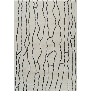 Tapis décoratif d'intérieur Domus de Rug Branch 8 x 10 pi noir crème moderne à motif abstrait