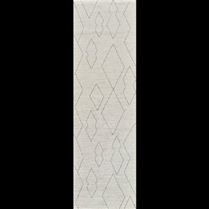 Tapis de couloir d'intérieur Casa de Rug Branch 2 x 8 pi crème beige moderne abstrait à motif tribal géométrique