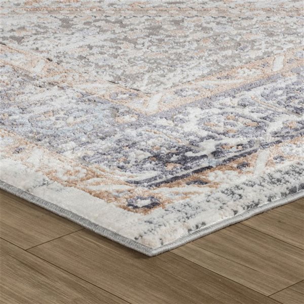 Tapis décoratif d'intérieur Atlas de Rug Branch 8 x 10 pi gris beige moderne de style persan