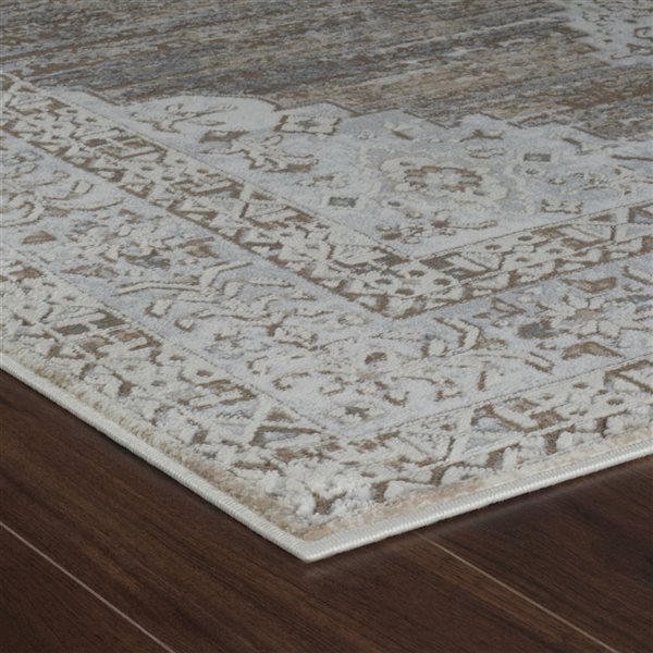 Tapis décoratif d'intérieur Nomad de Rug Branch 8 x 10 pi brun beige rétro de style oriental