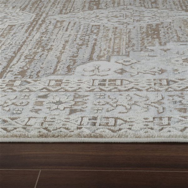 Tapis décoratif d'intérieur Nomad de Rug Branch 8 x 10 pi brun beige rétro de style oriental