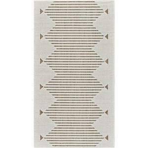 Rug Branch Maise 3 x 5-ft Beige Brown Modern Boho-Style Striped Pattern Indoor/Outdoor Door Mat