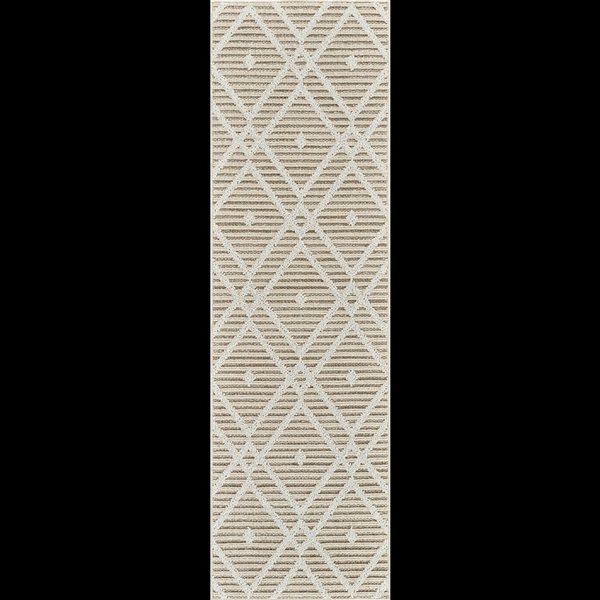 Tapis de couloir int./ext. Hogar de Rug Branch 2 x 8 pi crème brun moderne motif à losanges