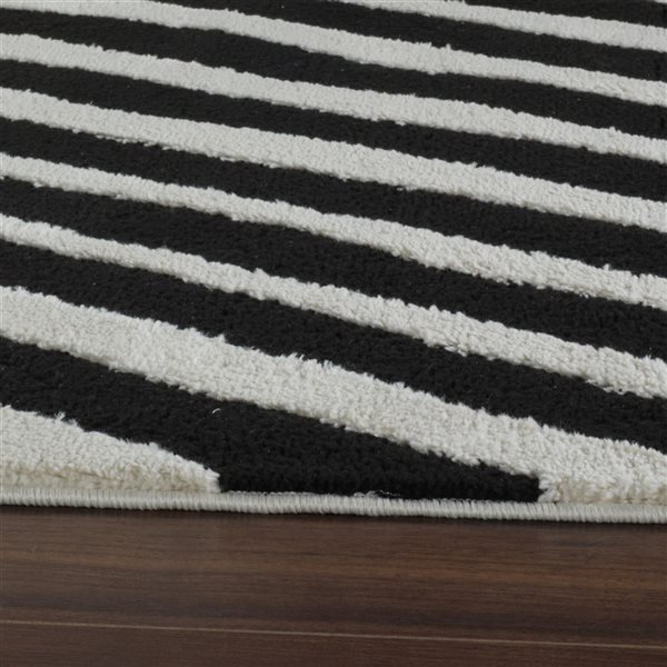 Tapis décoratif d'intérieur Domus de Rug Branch 8 x 10 pi noir crème moderne à motif zébré