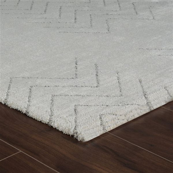 Tapis décoratif d'intérieur Casa de Rug Branch 5 x 7 pi crème beige moderne abstrait à motif en zigzag