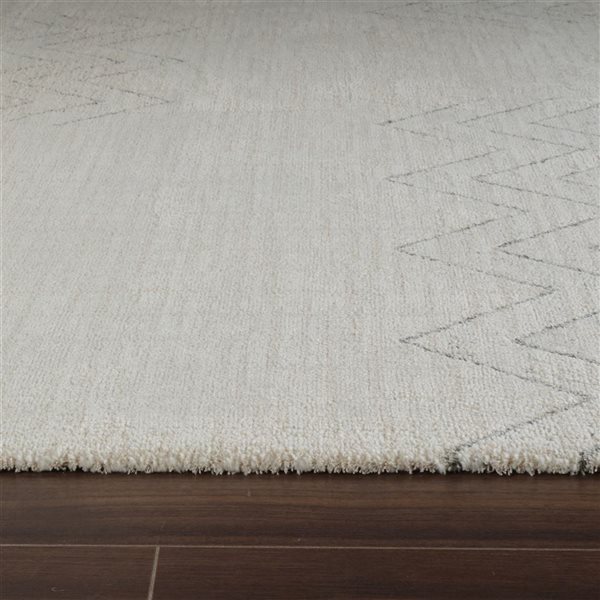 Tapis décoratif d'intérieur Casa de Rug Branch 5 x 7 pi crème beige moderne abstrait à motif en zigzag