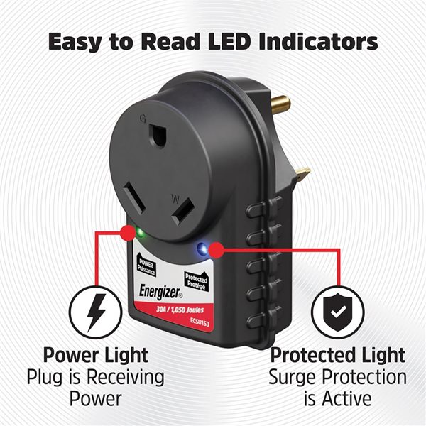 Energizer 30 Amp Plug and Play RV and EV Surge Protector TT-30