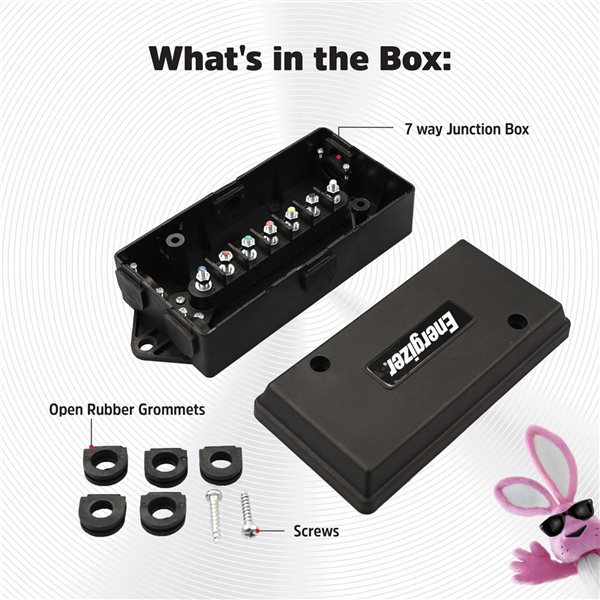 Energizer 7-Way Weatherproof Electrical Trailer Junction Box