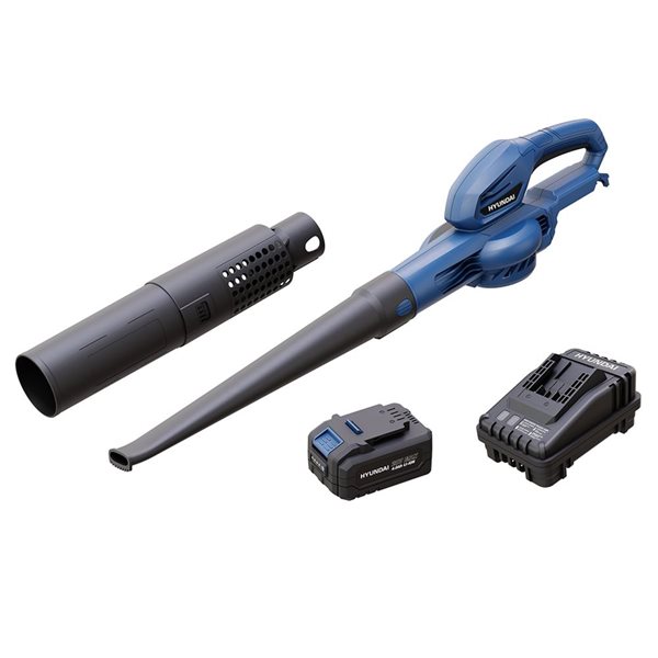 Hyundai 20 V Lithium-Ion Cordless Leaf Blower Kit with 4.0 Ah Battery and Charger