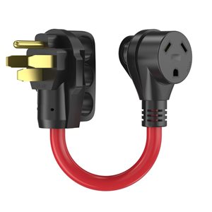 Adaptateur de 50 à 30 A 125 V 3750 W pour véhicules récréatifs avec poignée facile à saisir, 9 m/30 pi