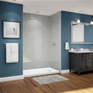 Murs de douche en alcôve Avora Bath en acrylique carreaux 11x20 pierre argentée 60 l. x 36 p. x 96 po h.