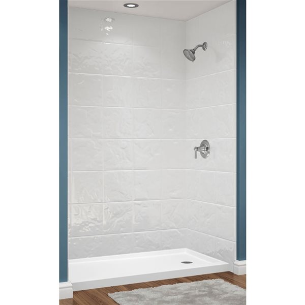 Murs de douche en alcôve Avora Bath carrelage 12x12 acrylique blanc 60 l. x 36 p. x 96 po h.