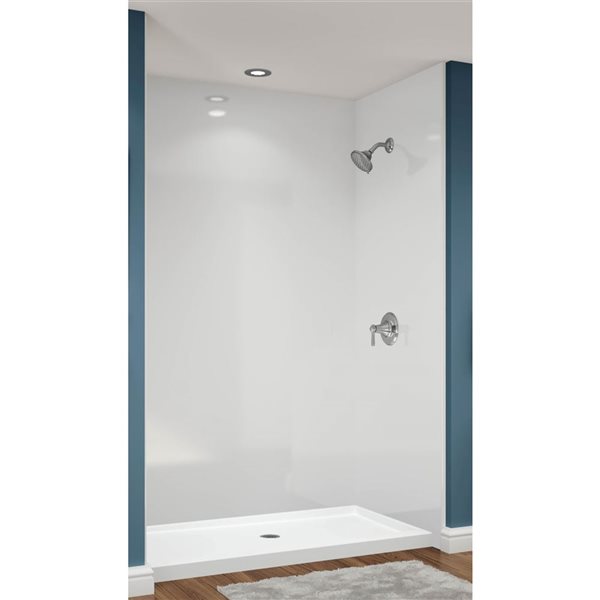 Avora Bath Euro Center Drain White Acrylic Alcove Shower System 60 W x 30-in D x 96-in H