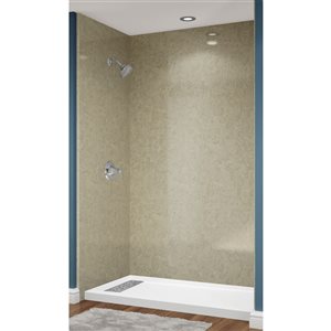 Avora Bath Euro Left Drain Trench Sandstone Acrylic Alcove Shower System 60 W x 36-in D x 96-in H