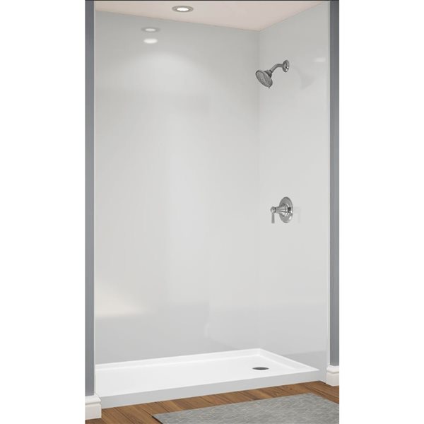 Murs de douche en alcôve Avora Bath en acrylique blanc lisse 60 l. x 36 p. x 96 po h.