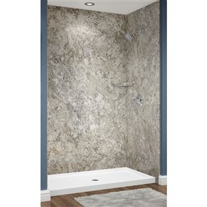 Douche en alcôve Avora Bath acrylique fini marbre toscan à drain européen centré 60 l. x 32 p. x 96 po h.