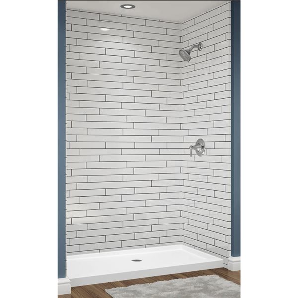 Avora Bath 60 x 30 x 4-in Euro Style Recessed Trench Drain Right Drain Shower Base