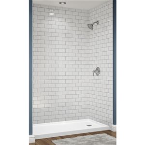 Avora Bath 12x12 Tile Limestone Shower System with Moulded Seat 60 W x 36-in D x 96-in H