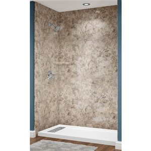 Avora Bath Euro Left Drain Trench Ridgestone Acrylic Alcove Shower System 60 W x 32-in D x 96-in H