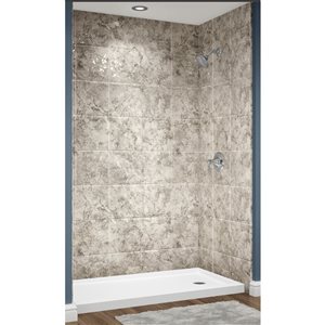 Murs de douche en alcôve Avora Bath acrylique carrelage 11x20 pierre taillée 60 l. x 36 p. x 96 po h.