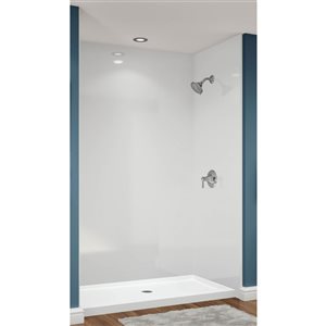 Douche en alcôve Avora Bath acrylique blanc à drain européen centré 60 l. x 36 p. x 96 po h.