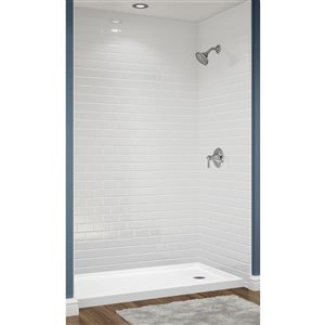 Murs de douche en alcôve Avora Bath en acrylique blanc carrelé 60 l. x 36 p. x 96 po h.