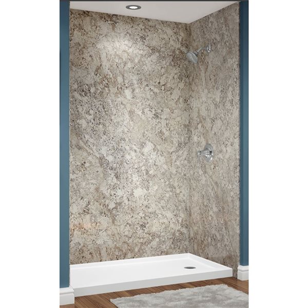 Avora Bath Smooth Tuscan Marble Acrylic Alcove Shower Walls 60 W x 36-in D x 96-in H