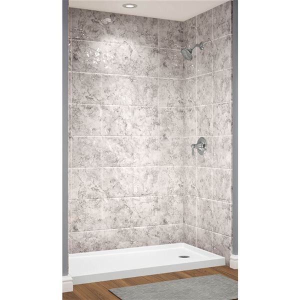 Murs de douche en alcôve Avora Bath 12x12 en acrylique fini calcaire 60 l. x 36 p. x 96 po h.