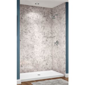 Avora Bath Euro Center Drain Limestone Acrylic Alcove Shower System 60 W x 36-in D x 96-in H