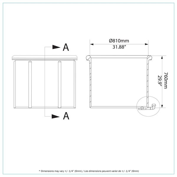 Bain de glace rond gonflable pour 1 personne avec couvercle Carley de A&E Bath and Shower