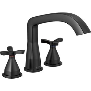 Delta Stryke Matte Black 2-Handle Deck-mount Low-Arc Roman Bathtub Faucet