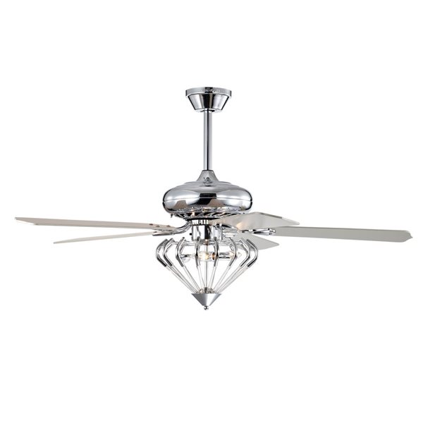 Home Accessories Alesya 52-in 5-Blade 3-Light Chrome Polish Ceiling Fan w/Remote
