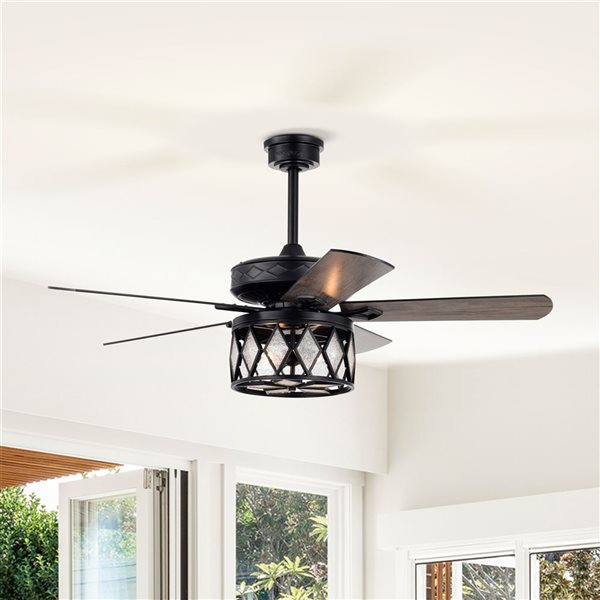 Home Accessories Jescha 52-in 5-Blade Matte Black Lighted Ceiling Fan w/ Remote
