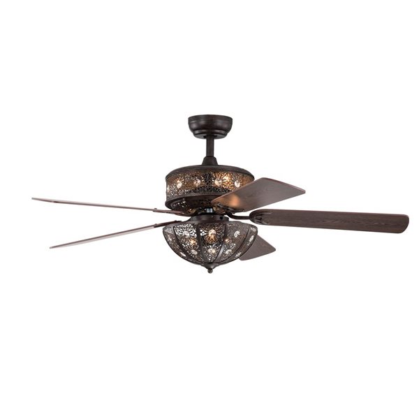 Home Accessories Milly 52-in 5-Blade Antique Bronze Metal Flower Pattern Lighted Ceiling Fan w/ Remote Control