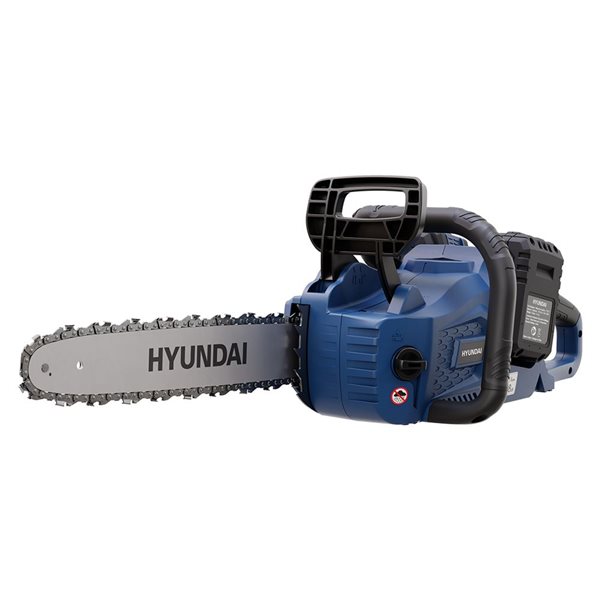 Tronçonneuse 14 po Hyundai sans fil sans balais au Lithium-Ion 2x 20V avec 2 batteries 4,0 Ah et chargeur 2 baies